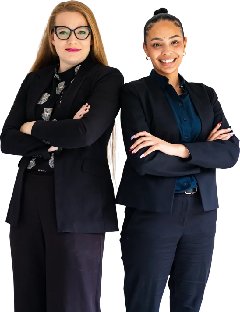 Two professionals with their arms folded
