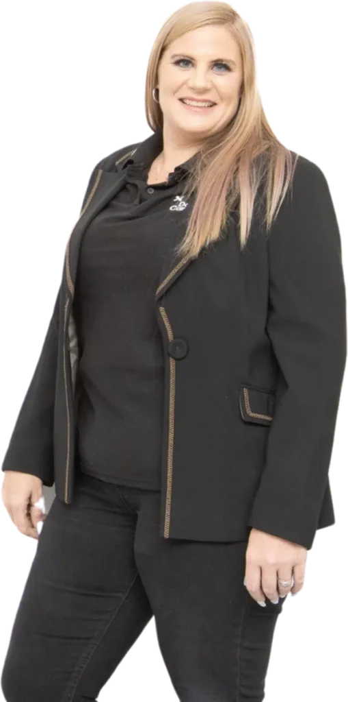 A professional in a black suit